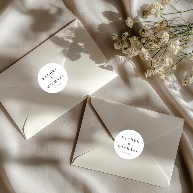 Bold  White Wedding Classic Round Sticker (Bold White Wedding Classic Round Sticker)