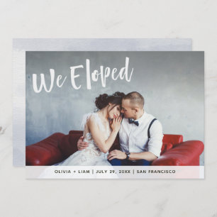 Bold White Writing We Eloped Photo Announcement