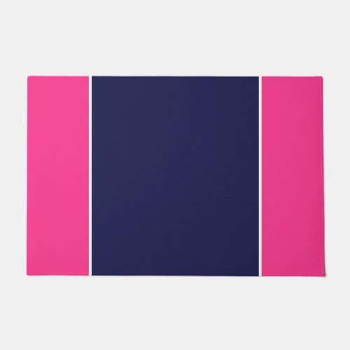Bold Wide Navy Blue White Pink Vertical Stripes   Doormat