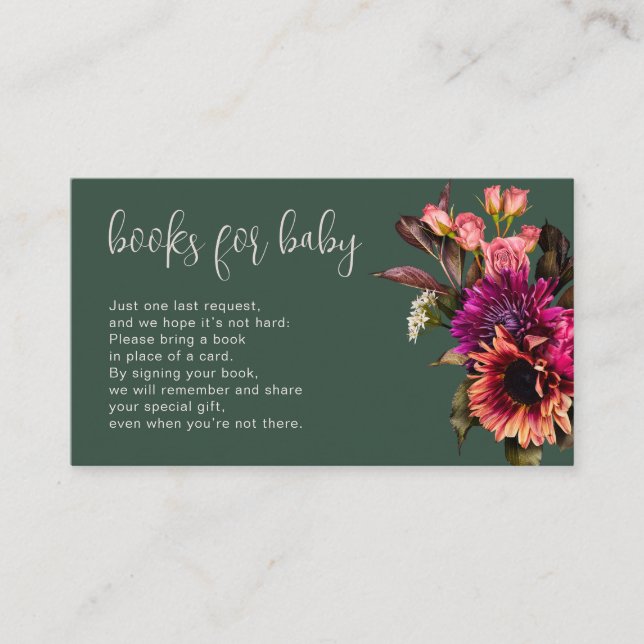Bold Wildflower Books For Baby Floral  Enclosure Card (Front)