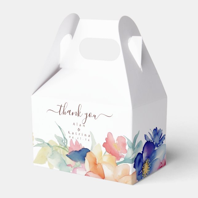 Bold Wildflower Floral Wedding Favor Gable Box  (Front Side)