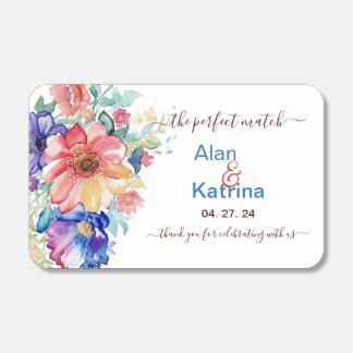 Bold Wildflower Floral Wedding Matchboxes