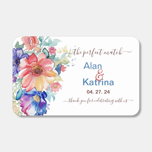 Bold Wildflower Floral Wedding  Matchboxes (Front)