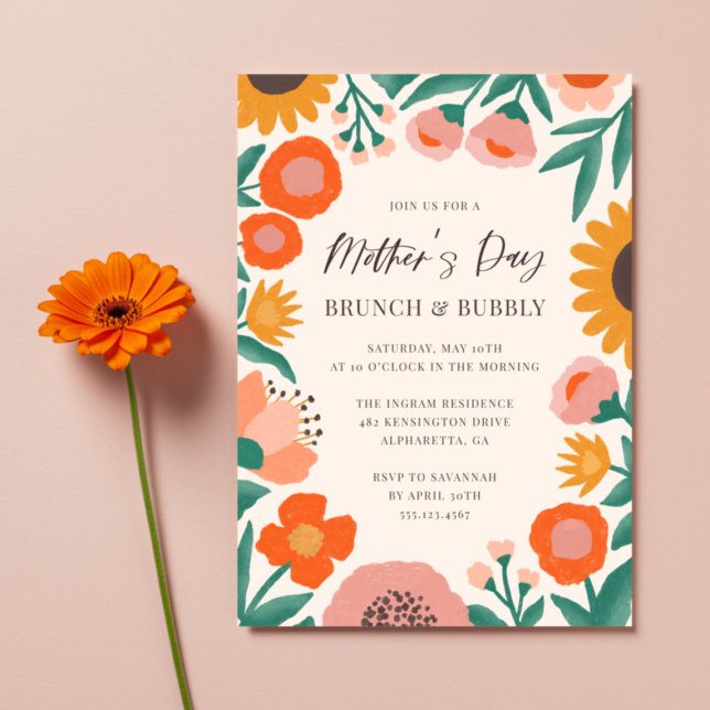 Bold Wildflower Frame Mothers Day Brunch Invitation (Creator Uploaded)
