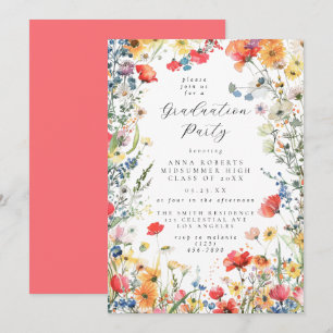 Bold Wildflower Graduation Party Invitation