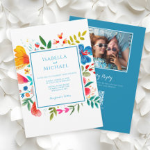 Bold Wildflower Watercolor Wedding Invitation