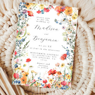Bold Wildflower Wedding Invitation
