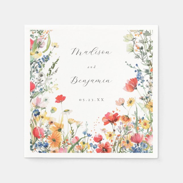 Bold Wildflower Wedding Napkins (Front)
