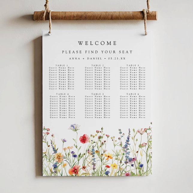 Bold Wildflower Wedding Seating Chart Foam Board (Creator Uploaded)
