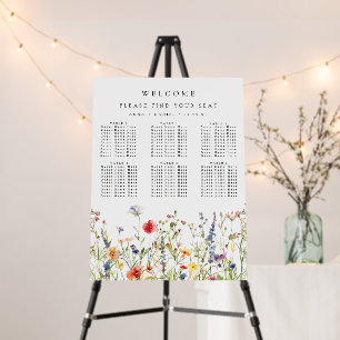 Bold Wildflower Wedding Seating Chart Foam Board