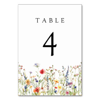 Bold Wildflower Wedding Table Number