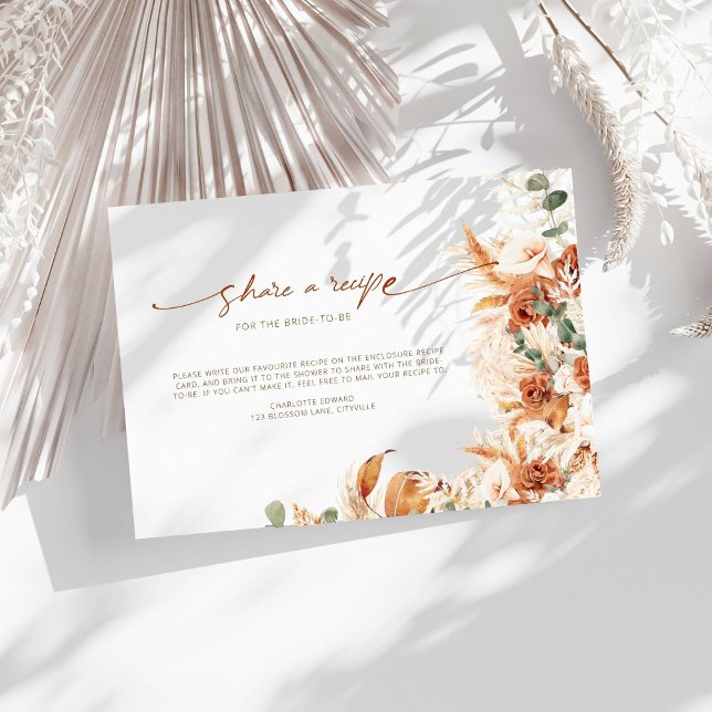 Bold Wildflowers Bridal Shower Share A Recipe  Enclosure Card (Creator Uploaded)