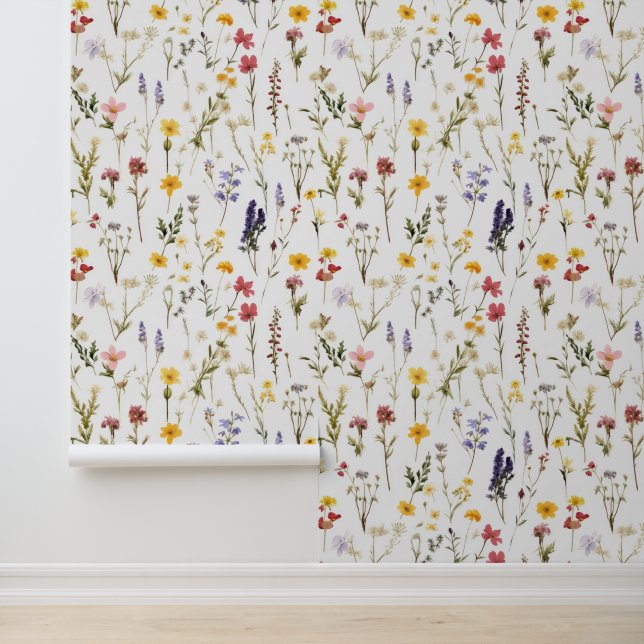 Bold Wildflowers Floral Wallpaper (Application)