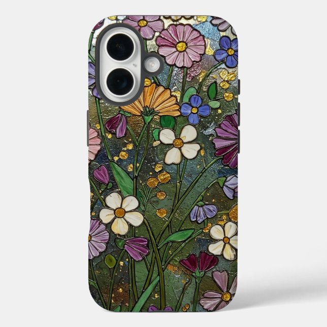Bold Wildflowers Stained Glass Effect Case-Mate iPhone Case (Back)