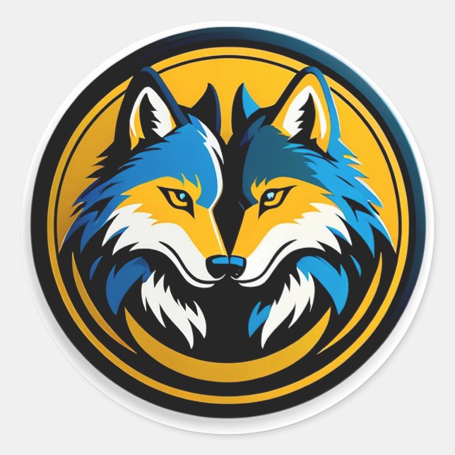 Bold Wolf Logo Circle Emblem Classic Round Sticker (Front)