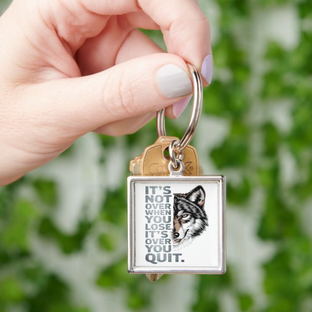 Bold Wolf Motivational Design: Perseverance Keychain (Hand)