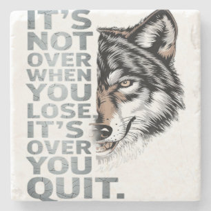 Bold Wolf Motivational Design: Perseverance Stone Coaster