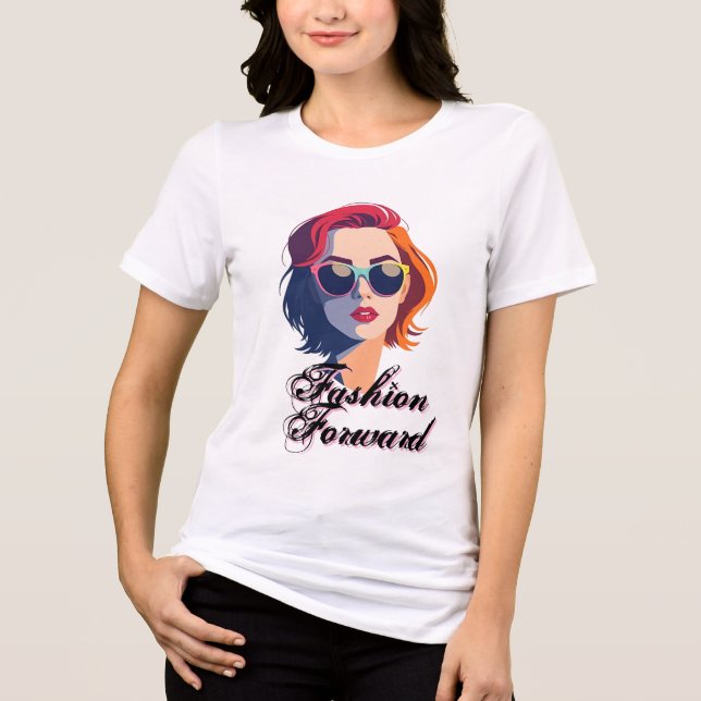 Bold Woman with Colorful Sunglasses Tri-Blend Shirt (Front)