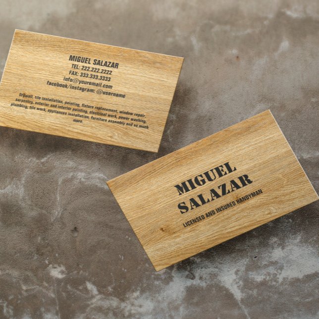 Bold Wood Handyman Construction Business Card (Creator Uploaded)