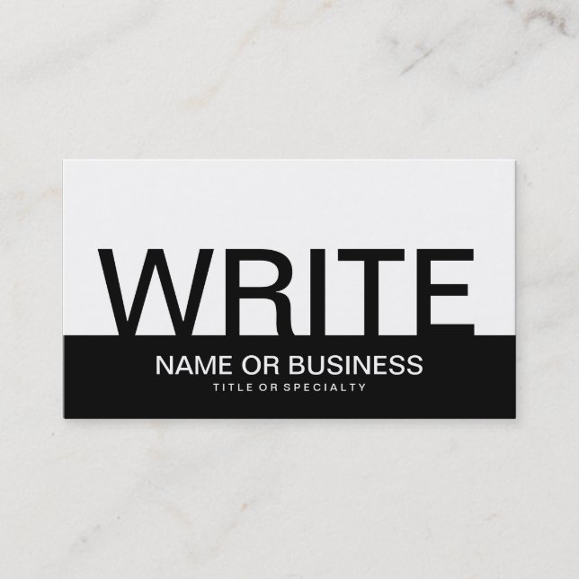 bold WRITE (color customizable) Business Card (Front)