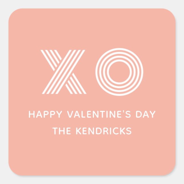 Bold XO Valentine's Day Sticker - Peach (Front)
