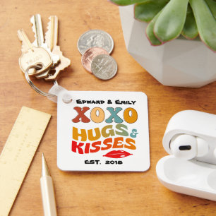 Bold XOXO Hugs & Kisses Valentines day gift Keychain