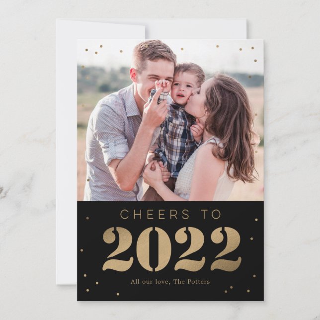 Bold Year Modern Happy New Year Photo Card (Front)