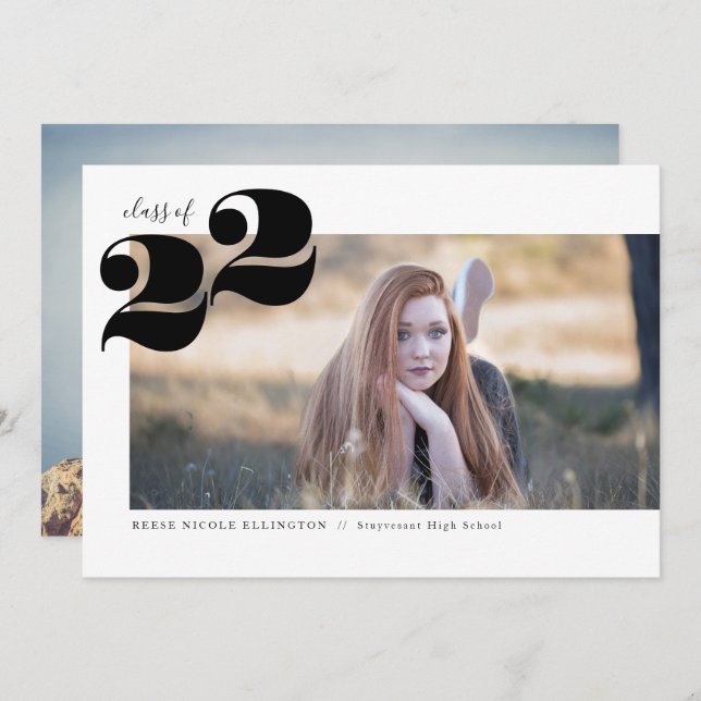 Bold Year Panoramic Graduation Party Announcement (Front/Back)