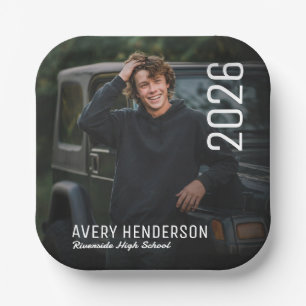 Bold Year Photo Graduation Paper Plates
