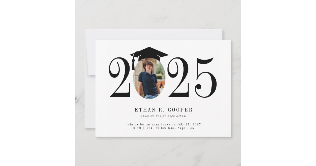 Bold Year Photo Modern Graduation Announcement | Zazzle