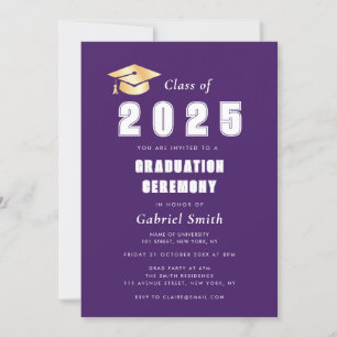 Bold Year purple graduation ceremony invitation