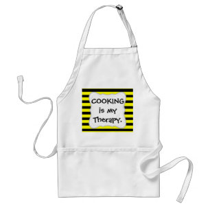 Bold Yellow and Black Bumble Bee Striped Pattern Adult Apron