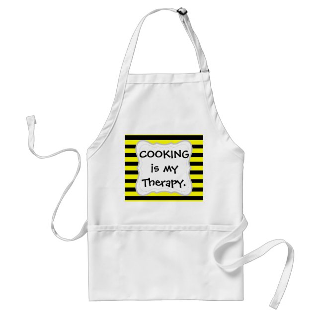 Bold Yellow and Black Bumble Bee Striped Pattern Adult Apron (Front)