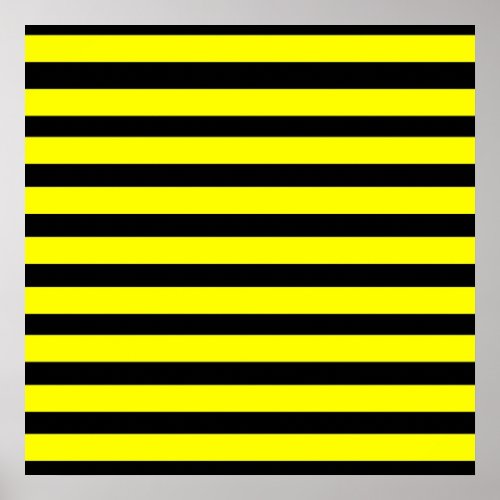 Bold Yellow and Black Bumble Bee Striped Pattern Poster