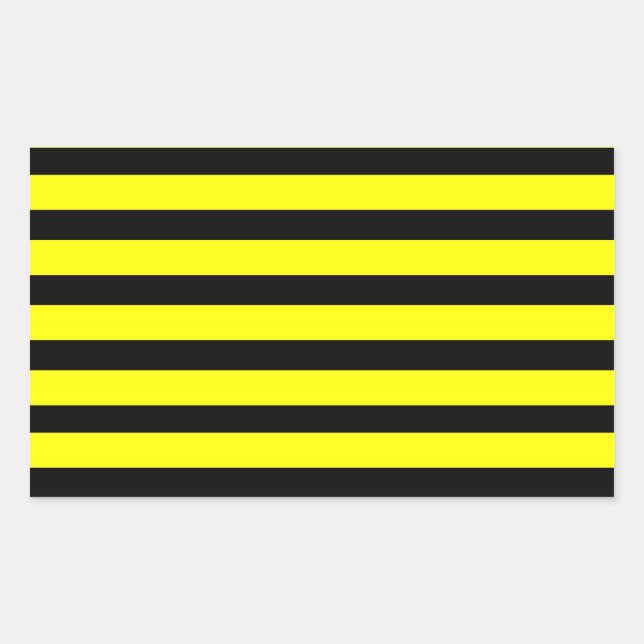 Bold Yellow and Black Bumble Bee Striped Pattern Rectangular Sticker (Front)