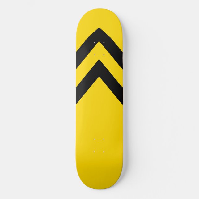 Bold Yellow and Black Chevrons Skateboard Deck (Front)