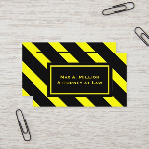 Bold Yellow and Black Diagonal Stripes Pattern Business Card