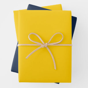 Bold Yellow and Dark Blue Wrapping Paper Sheets