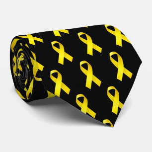 Bold Yellow Awareness Ribbon Pattern Neck Tie