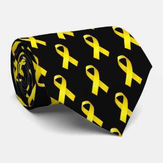 Bold Yellow Awareness Ribbon Pattern Neck Tie