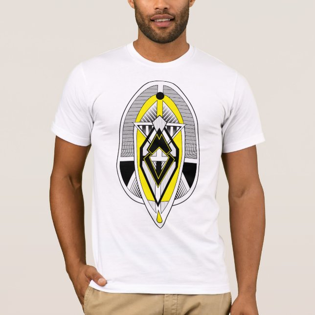 Bold Yellow & Black Geometric Art Deco Design T-Shirt (Front)
