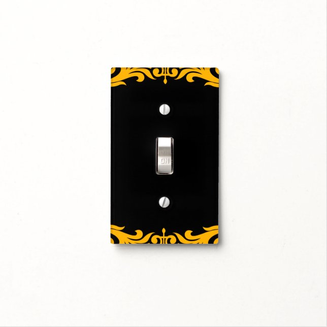 Bold Yellow & Black Glam Pattern Modern Chic Light Switch Cover (In Situ)