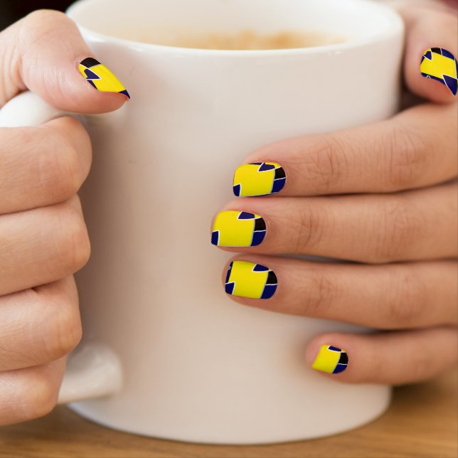 Bold Yellow Blue Black Abstract Art Lines Minx Nail Art (Insitu - Mug)