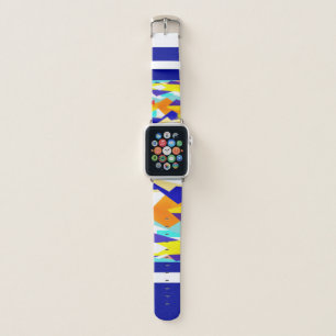 Bold Yellow Blue Red Abstract Art Apple Watch Band