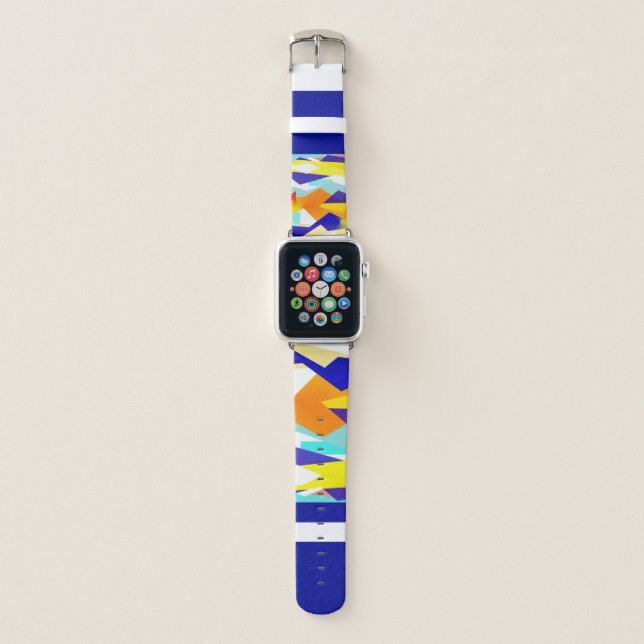 Bold Yellow Blue Red Abstract Art Apple Watch Band (Front)
