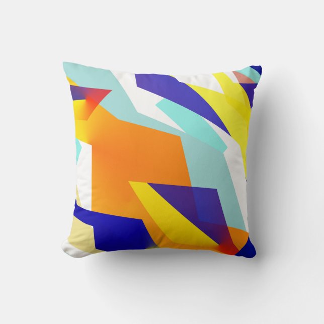 Bold Yellow Blue Red Abstract Art Throw Pillow (Front)