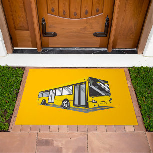 Bold Yellow City Bus Public Transport Doormat