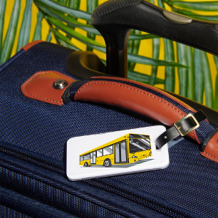 Bold Yellow City Bus Public Transport Luggage Tag