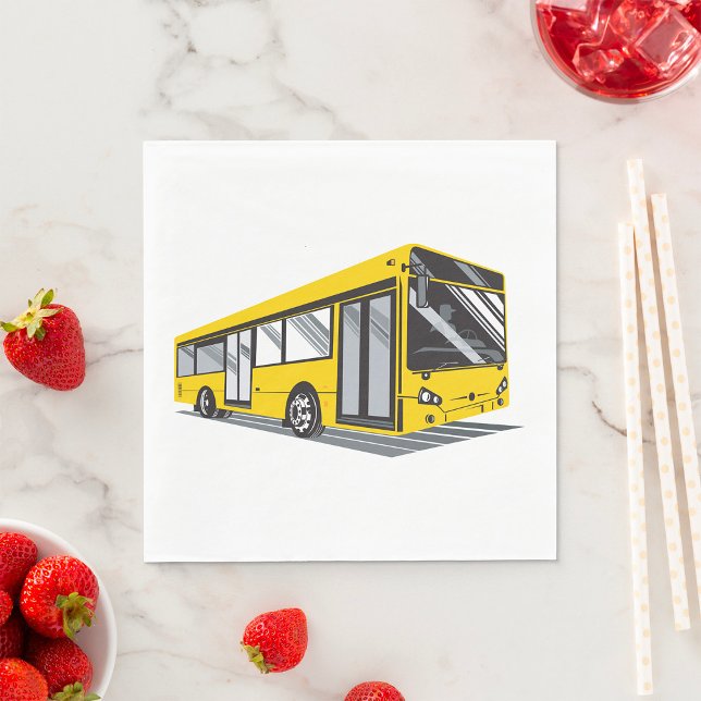 Bold Yellow City Bus Public Transport  Napkins (Creator Uploaded)