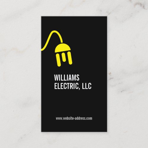 BOLD YELLOW ELECTRICIAN LOGO MODERN BUSINESS CARD